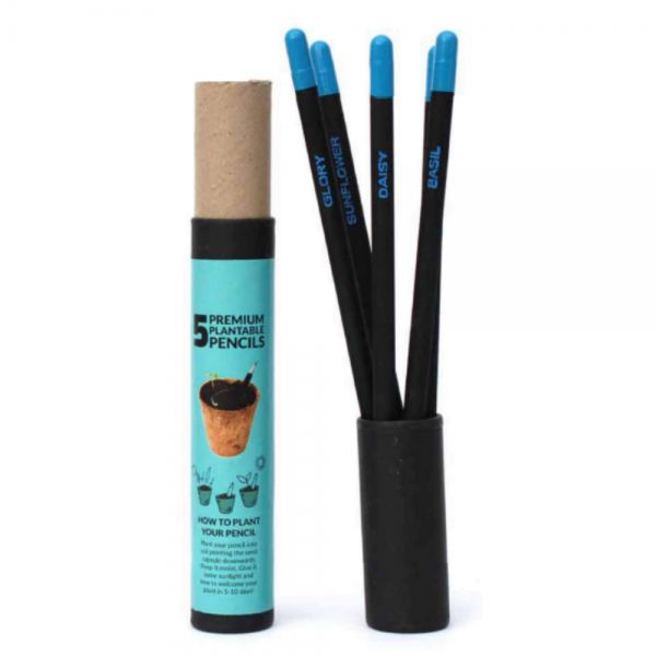 Plantable Premium Seed Pencils – 5pcs Black and Blue Plantable Pencils Save The Planet Ecofriendly Stationery