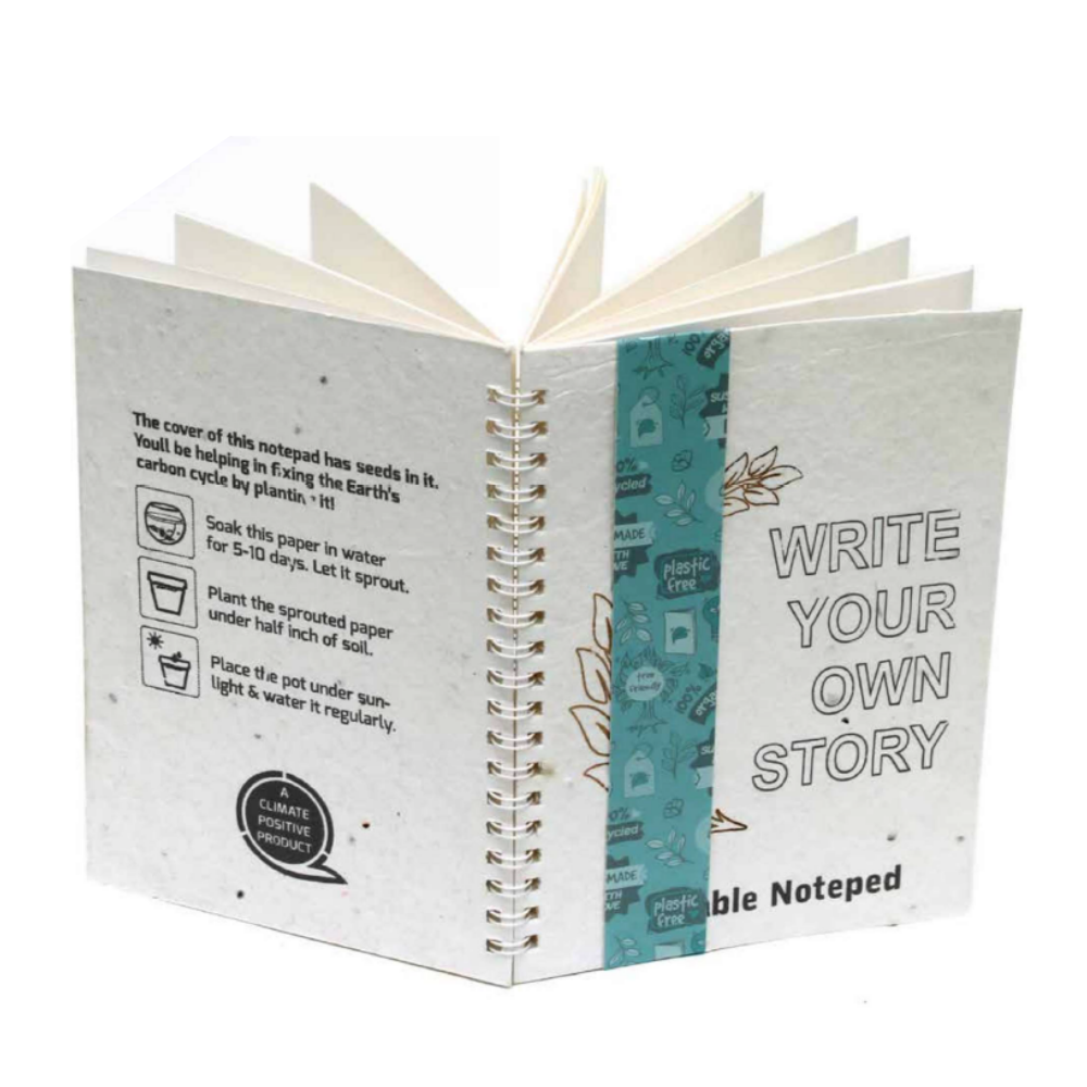 Plantable Note Pads - 1pc A5 Plantable Notepad with Wire-O Binding- 5x 7 - 72 Pages Save The Planet